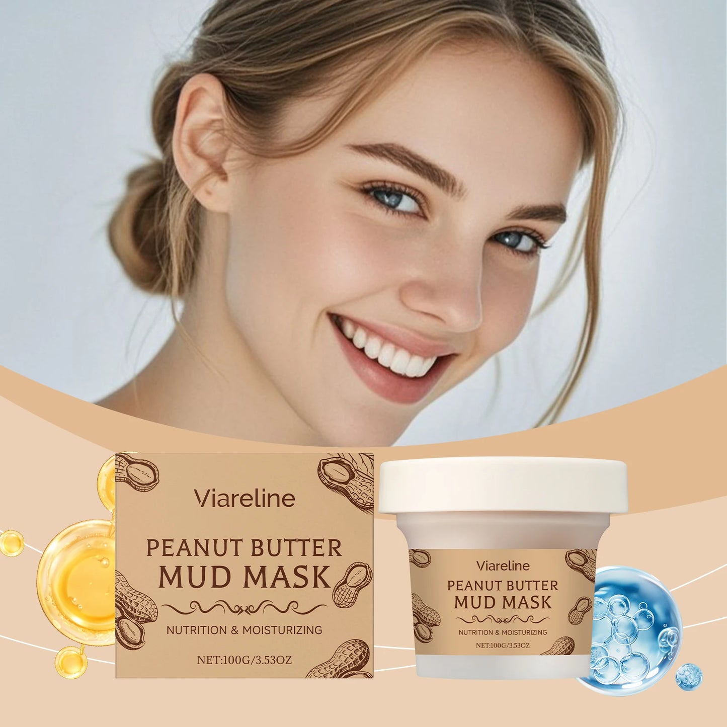 Viareline Peanut Mud Mask – Hydrating Pore-Cleansing Face Mask
