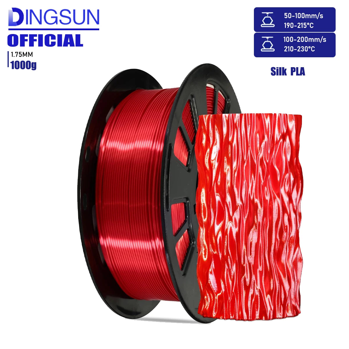 Silk PLA Filament 1.75mm | Metallic Shiny 3D Printer Filament 250g