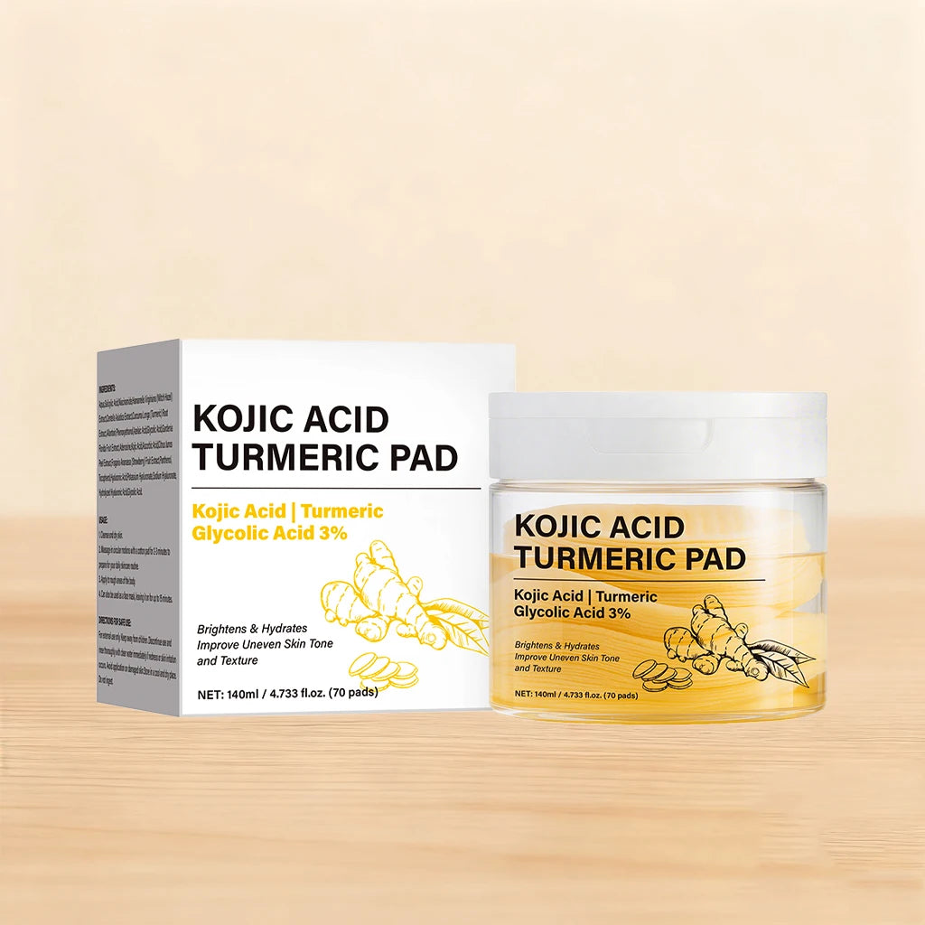 Kojic Acid Turmeric Clarifying Toner Pad & Use After Spot Care, Soothing & Moisturizing with Turmeric, Niacinamide,70 Pads Peaceful Pleasures Health and Wellness