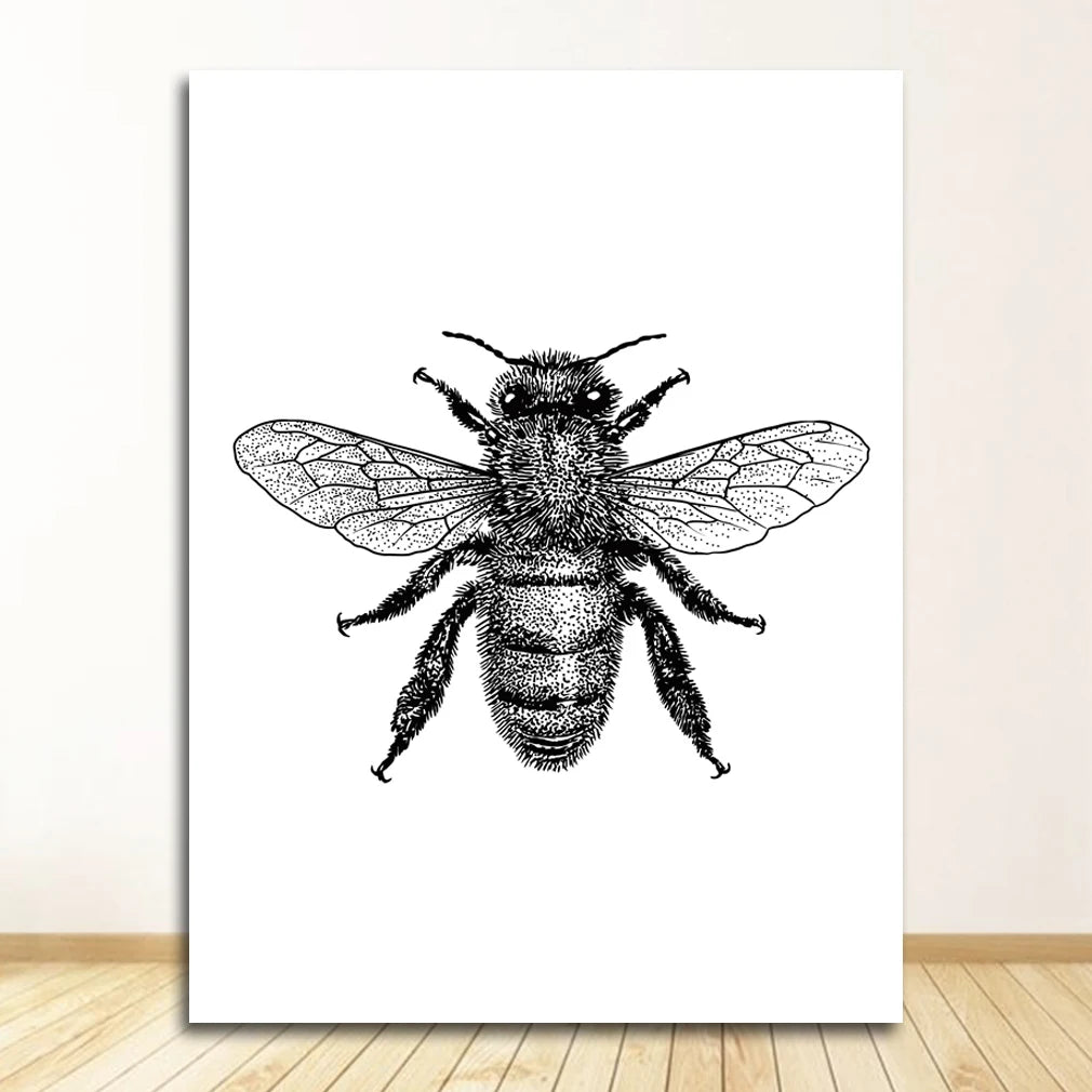 Black & White Insect Bug Canvas Wall Art Print | Unframed Poster