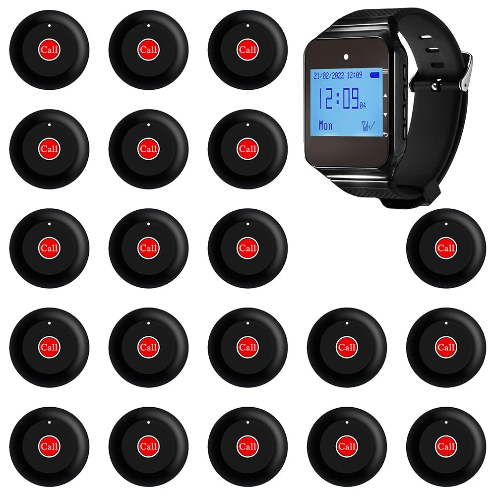 Restaurant Pager Wireless Waiter Calling System Watch Receiver Call Button For Cafe Clinic Dentist Peaceful Pleasures Health and Wellness