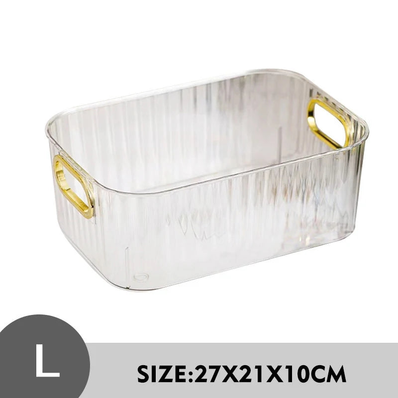 Clear Stackable Cosmetic Storage Box with Handle | PET Plastic