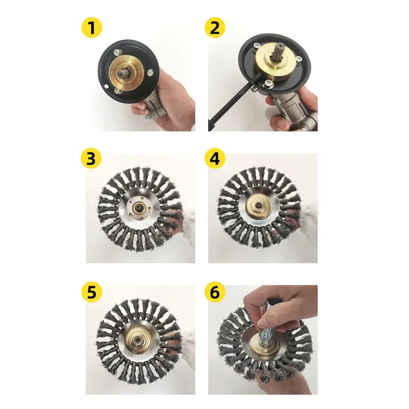 6/8 Inch Steel Wire Weed Brush Cutter Head | Universal Trimmer Peaceful Pleasures Health and Wellness
