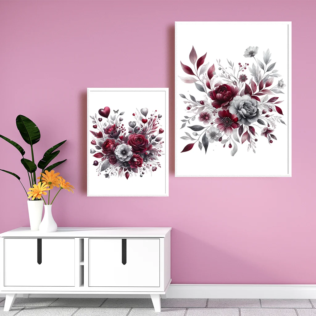 Nordic Rose Botanical Canvas Wall Art | Minimalist Floral Print Botanical Canvas Print Peaceful Pleasures Health and Wellness