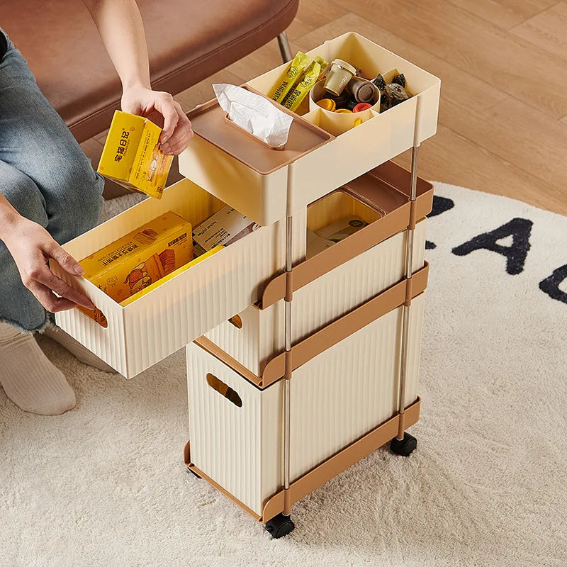 Space Saving Pull Out Mobile Drawer Under Desk Slim Trolley No Assembly Required Snack Toy Storage Cabinet for Home Peaceful Pleasures Health and Wellness