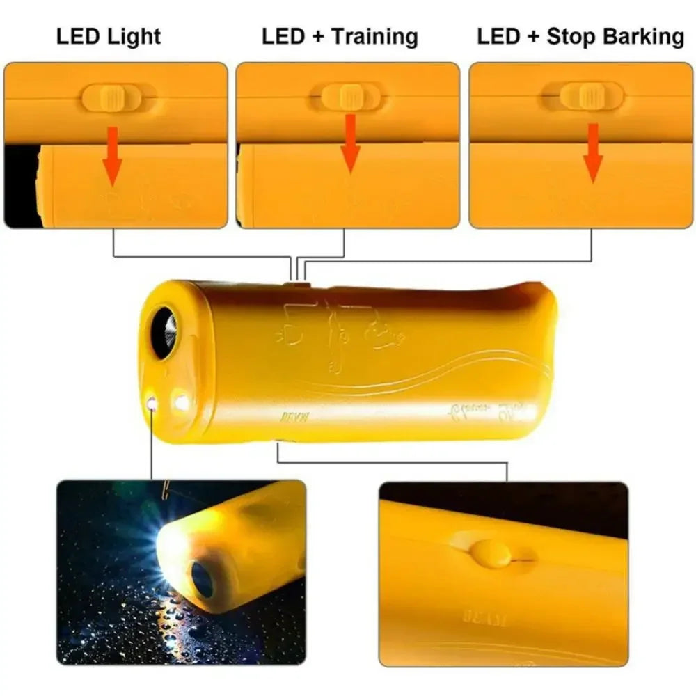 LED Ultrasonic Dog Trainers Sonic Repellent Handheld Anti Barking Device Anti-Barking Silent Commands Dog Trainer Devices Peaceful Pleasures Health and Wellness
