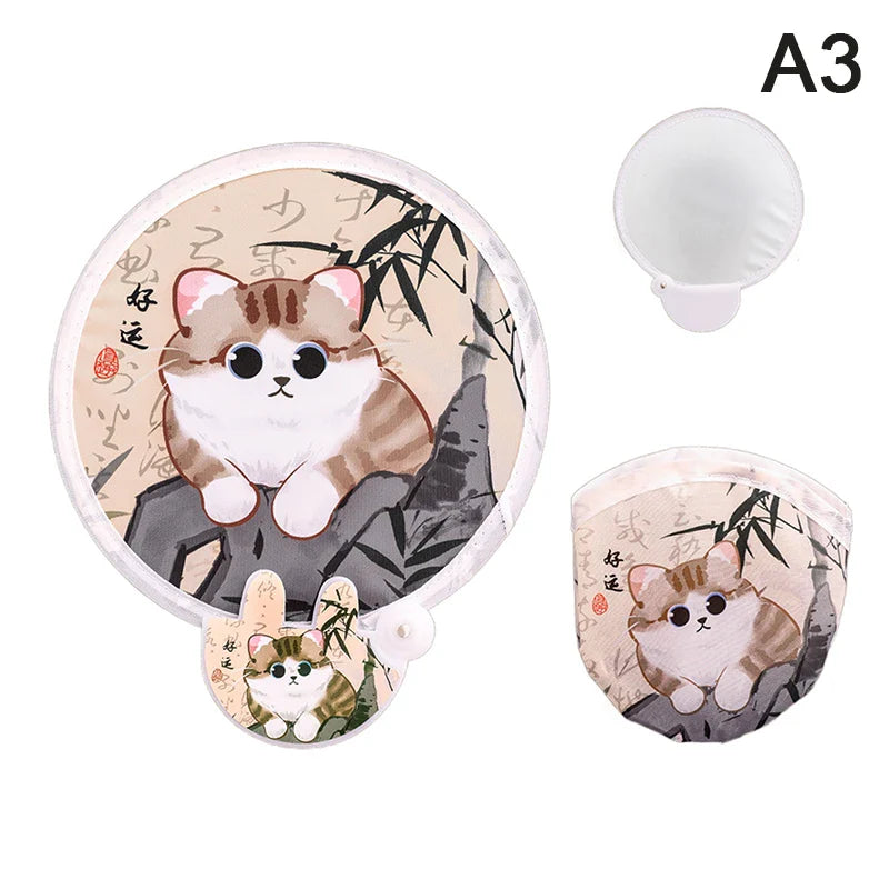 Kawaii Cartoon Folding Hand Fan – Foldable Summer Fan for Kids