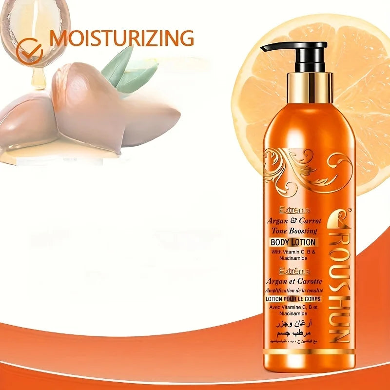 Moroccan Argan+Carrot Body Lotion Argan & Carrot Body Lotion 500ml Large Capacity Body Lotion Cream Hydrating Moisturizing Autum Peaceful Pleasures Health and Wellness