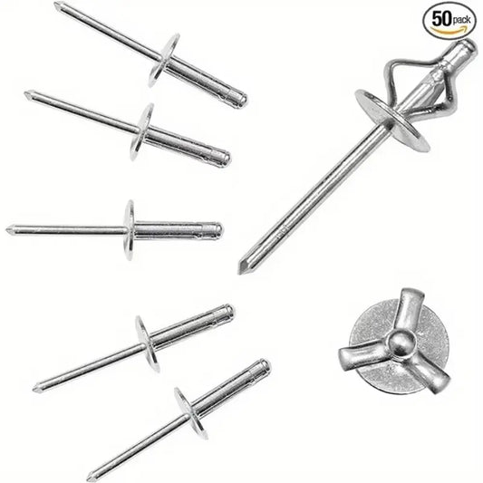 50pcs Tri-Fold Blind Rivets 3.2 4.0 4.8mm Aluminum Alloy Silver Blind Rivets Oasis Select 4.8x25mm-50pcs-