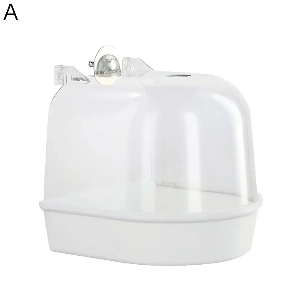 Hanging Cage Bird Bath Box – Waterproof Parrot & Parakeet Bath