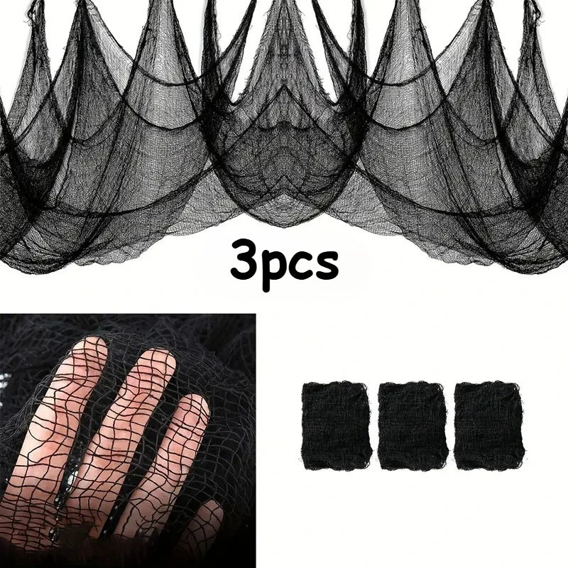 Halloween Black Gauze Fabric | Haunted House DIY Decoration