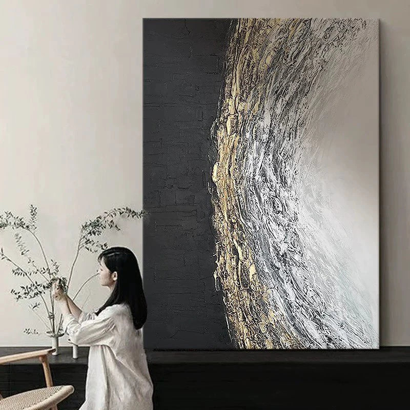 Thick Oil Nordic Abstract Painting Natural Scenery Handmade Oil Painting Home Decoration Painting Bedroom Dining Room Sofa Mural Peaceful Pleasures Health and Wellness No frame 1 50cmx60cm