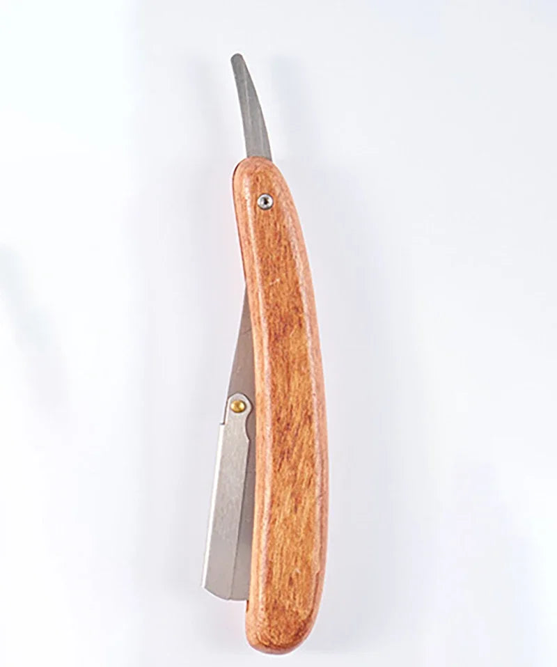 Men's Folding Straight Razor – Stainless Steel & Wood Handle