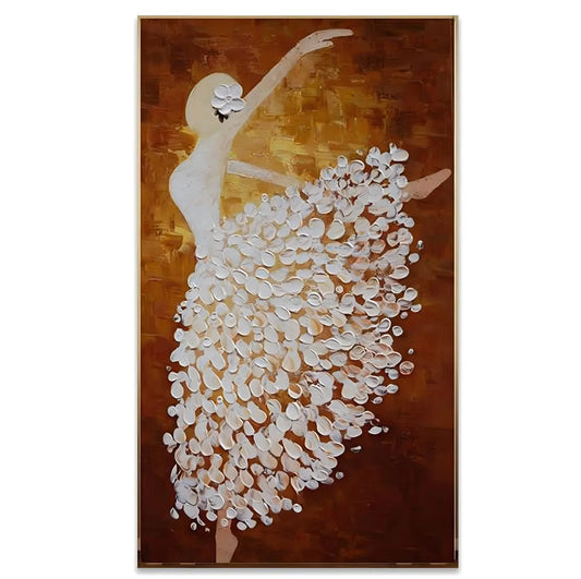 Ballet Dancer Hand Painted Abstract Palette Knife Painting on Canvas, Modern Wall Art for Living Room, Home Decoration Peaceful Pleasures Health and Wellness 80x160cm