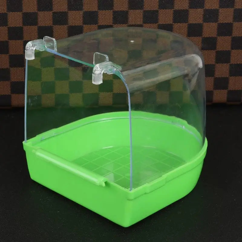 1pc transparent hanging bird hanging bathtub, parrot cage bird bathtub, clear view bird cage accessories, bird bath products Peaceful Pleasures Health and Wellness green