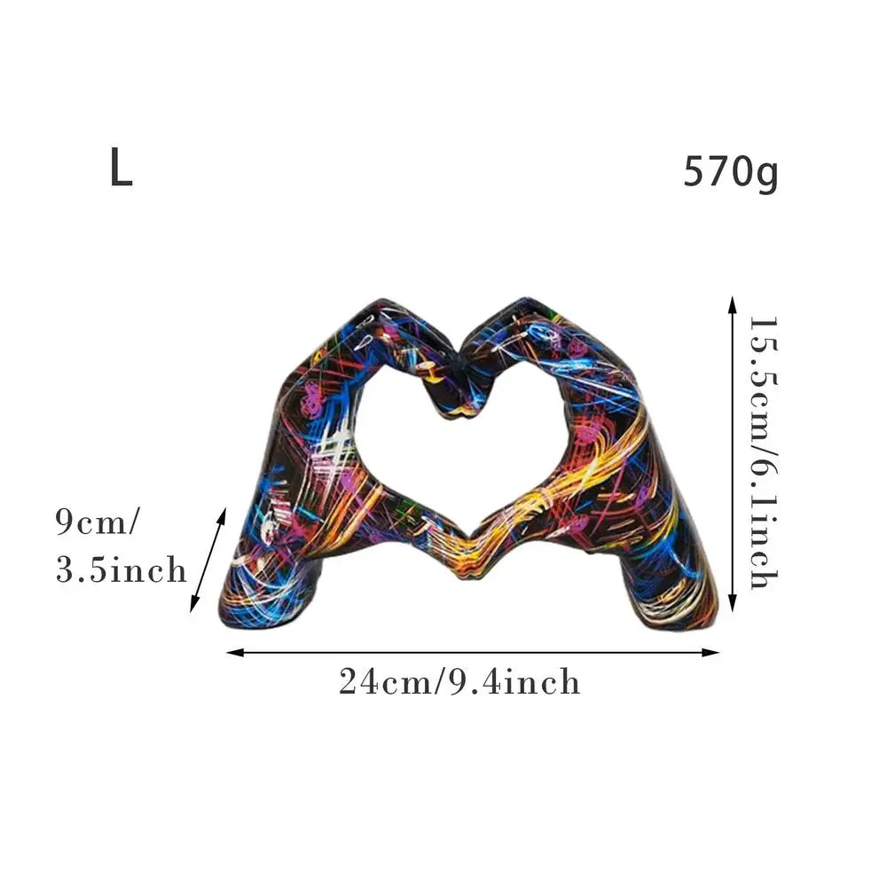 Creative Graffiti Resin Hand Heart Gesture Statue Home Decoration NordicHeart Shaped Statue For Girlfriend Valentine Day Gift Peaceful Pleasures Health and Wellness Colorful L