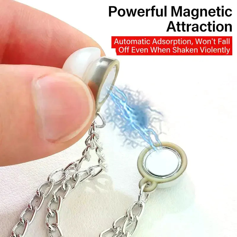 Magnetic Jean Buttons – Metal Clothing Clips with Chain (2pcs)