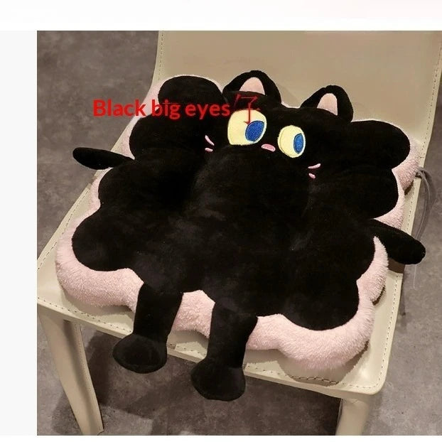 Toast Shaped Seat Cushion Memory Foam Office Chair Pad Orthopedic Comfort Floor Pillow for Home Classroom Tatami Window Seat Peaceful Pleasures Health and Wellness Black Bigeyed Square