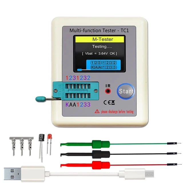LCR TC1 1.8 Inch TFT LCD Display Multimeter Transistor Tester Diode Triode Resistor Capacitor Test Meter Peaceful Pleasures Health and Wellness LCR-TC1