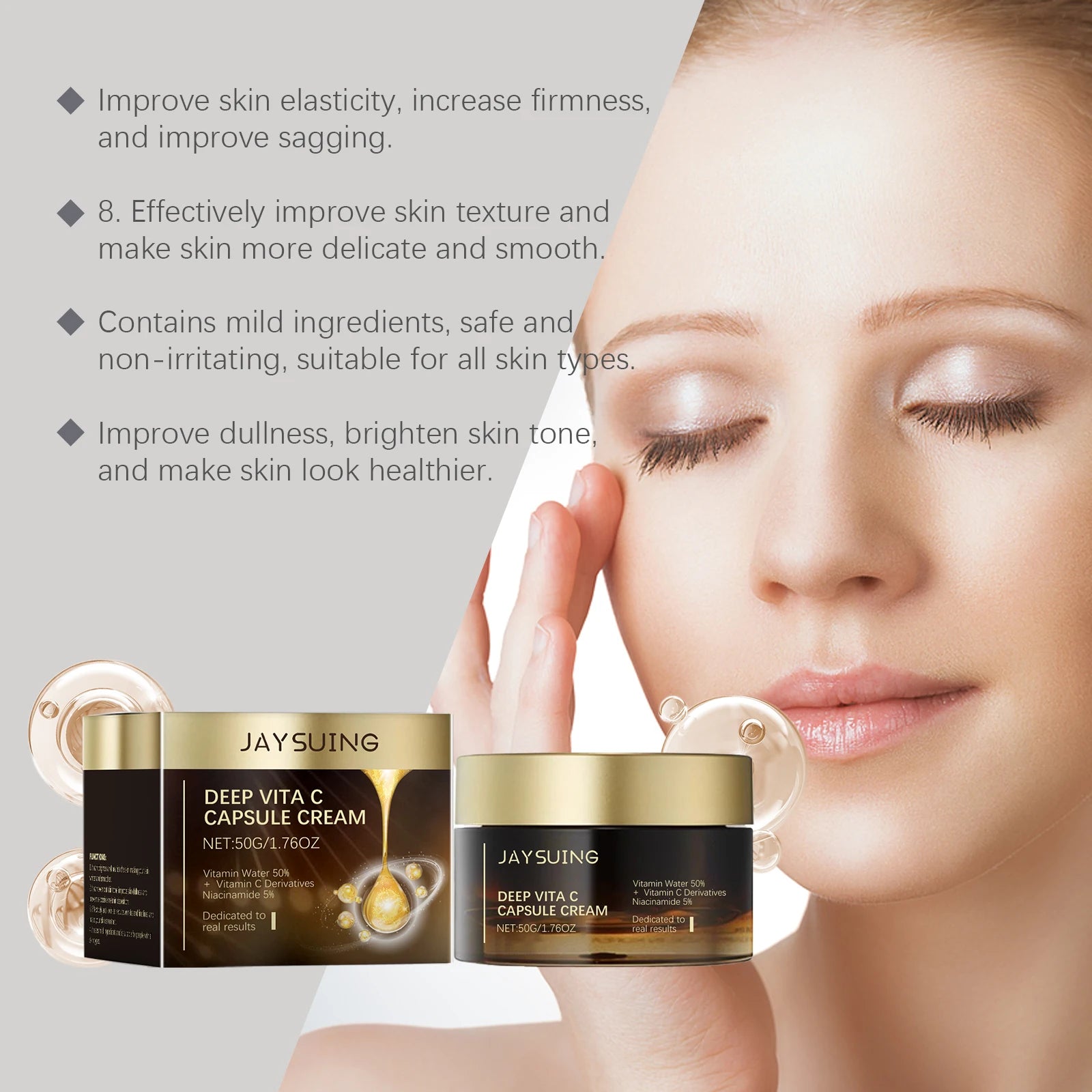 Vitamin C Face Cream Brighten Skin Reduce Fine Lines Remove Dullness Even Skin Tone Repair Skin Barrier Moisturizing Care Cream Peaceful Pleasures Health and Wellness