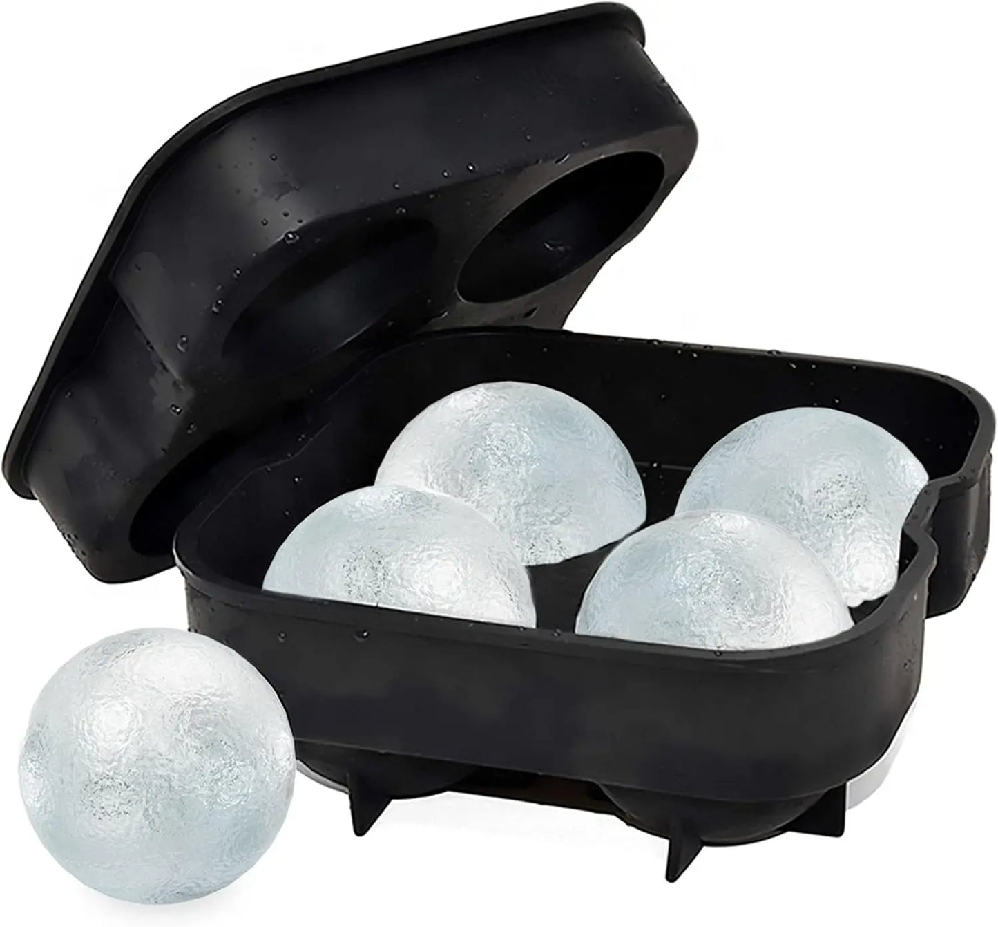 Ice Molds-Silicone Cube Tray With Lid-Easy Fill Release Ice Maker-Great Parties Events Whiskey Beverage Chilling Balls Sphere Peaceful Pleasures Health and Wellness