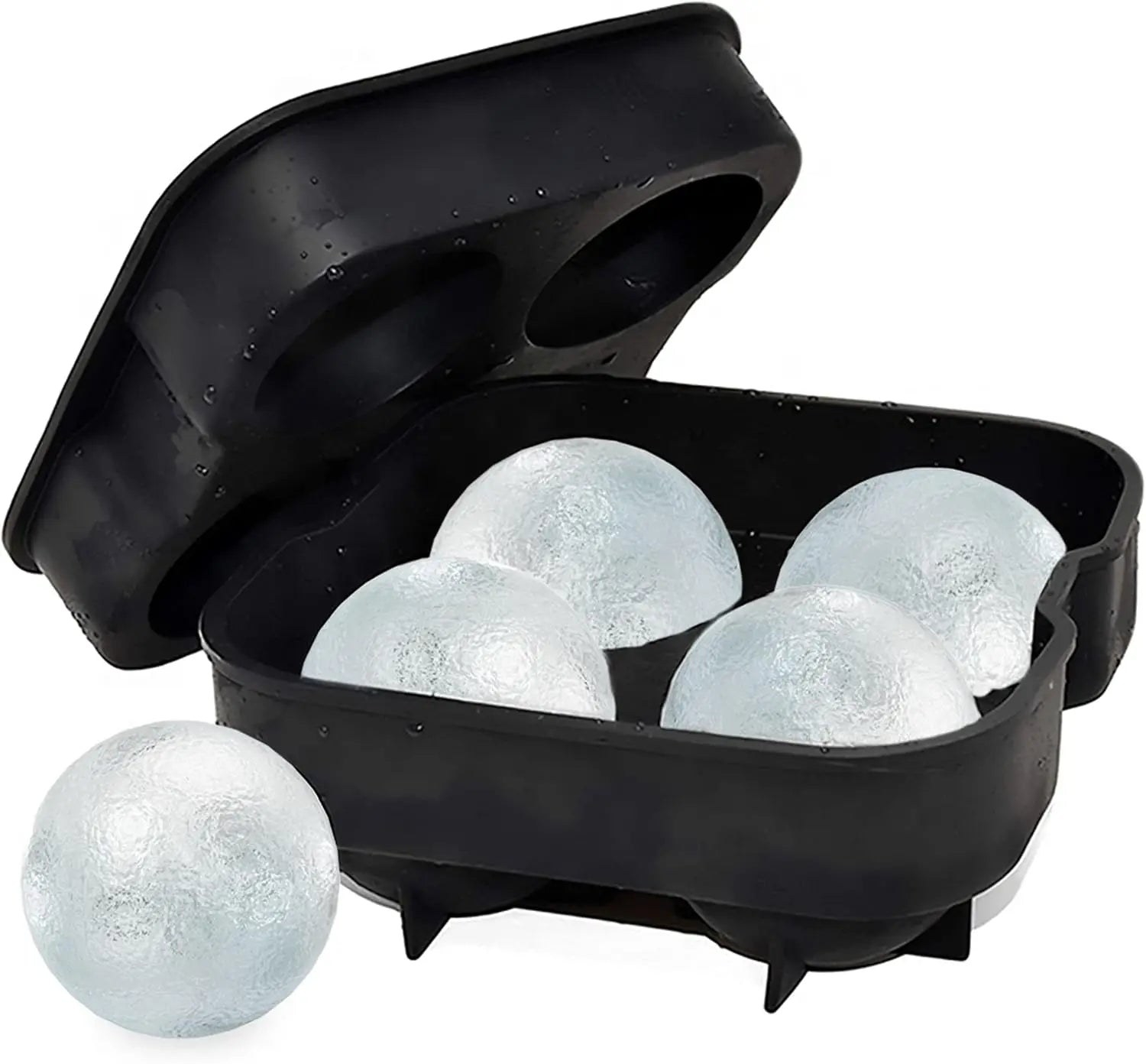 Ice Molds-Silicone Cube Tray With Lid-Easy Fill Release Ice Maker-Great Parties Events Whiskey Beverage Chilling Balls Sphere Peaceful Pleasures Health and Wellness