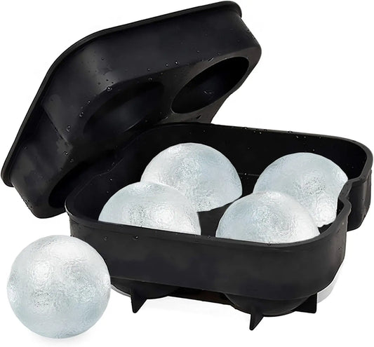 Ice Molds-Silicone Cube Tray With Lid-Easy Fill Release Ice Maker-Great Parties Events Whiskey Beverage Chilling Balls Sphere Peaceful Pleasures Health and Wellness