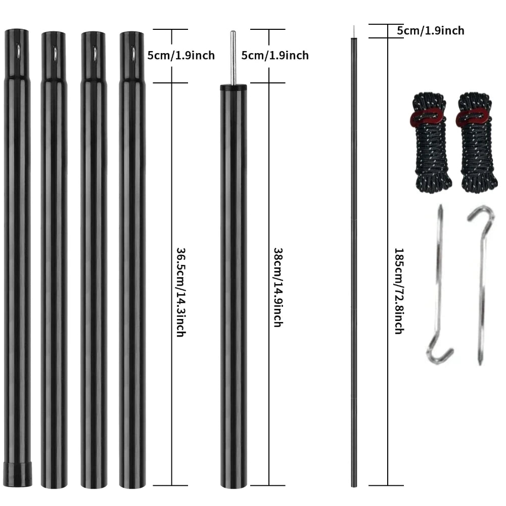 2 Pack Tent Poles Telescoping Adjustable Height Aluminum Camping Tarp Poles Easy Adjustable Lightweight for Camping Hiking Gifts Peaceful Pleasures Health and Wellness Upgrade 1.9m SET