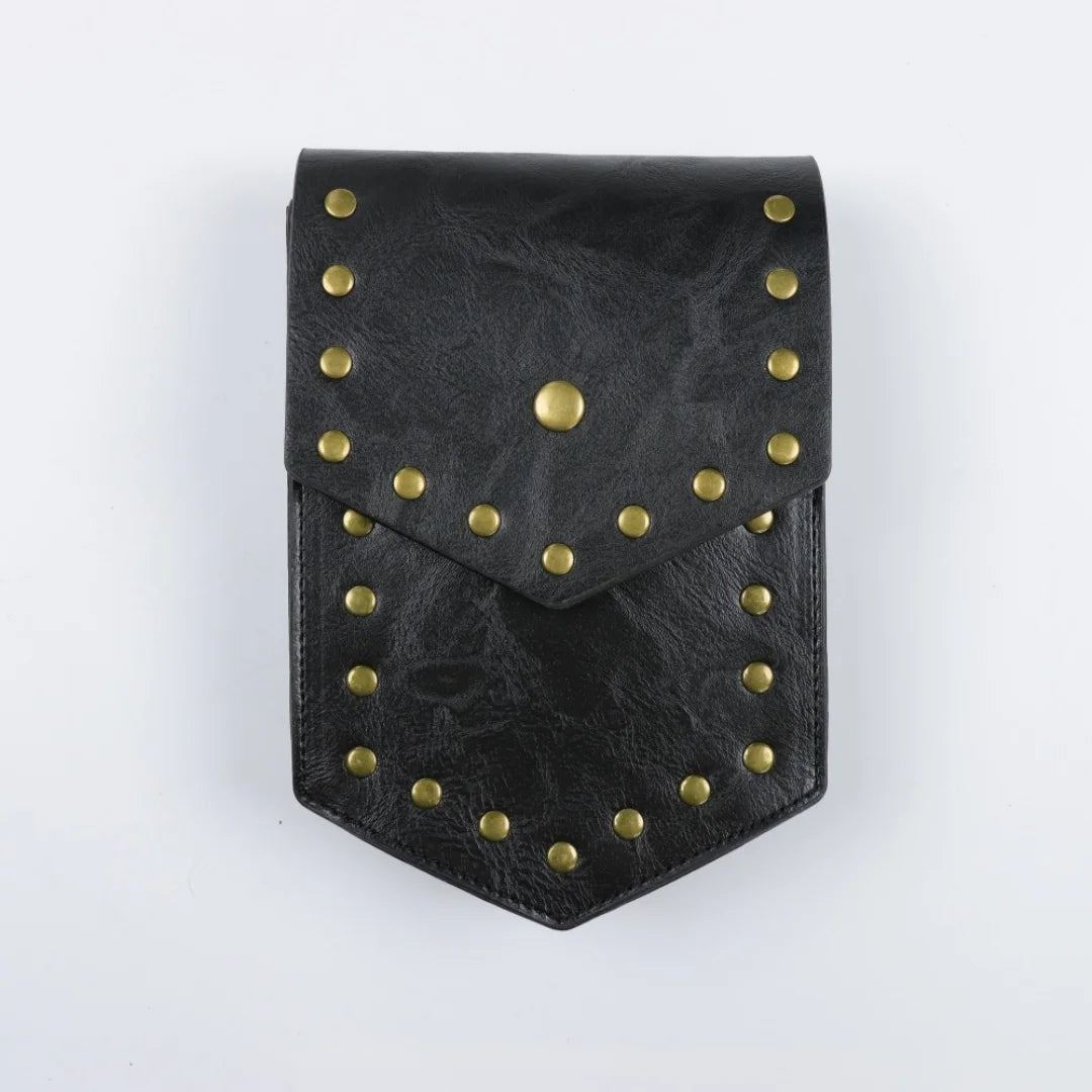 Viking Rivet Leather Waist Pouch Medieval Retro Belt Bag LARP