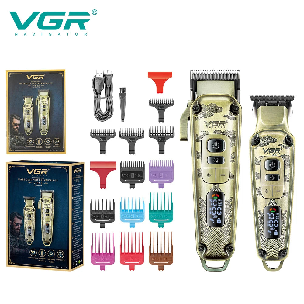 VGR V-643 Men's Hair Clipper | LCD Display & Retro Metal Body