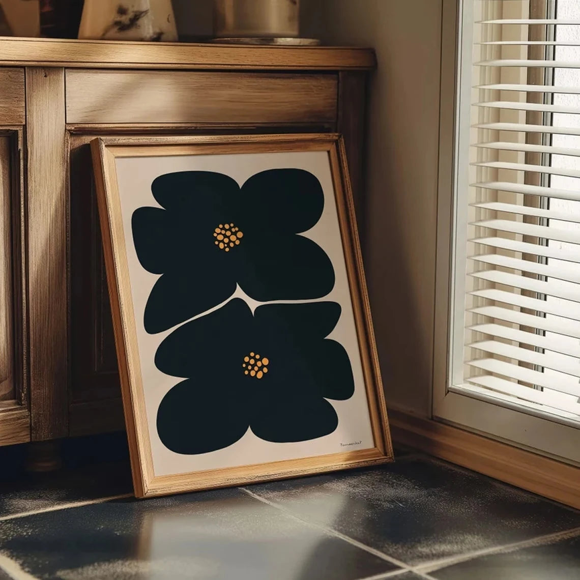 Modern Abstract Black Flowers Wall Art Print Canvas Painting Poster Picture For Living Room,Bedroom Home Decor Peaceful Pleasures Health and Wellness