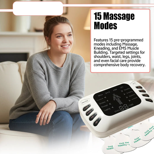 Tens Muscle Stimulator, Ems Low-Frequency Massage Device, a Rechargeable Massager with 8 Adjustable Modes and 50 Intensity Settings, Featuring Timing Function, Mode Adjustment, Intensity Adjustment, and Dual-Channel Muscle Ma Peaceful Pleasures Health and Wellness WHITE