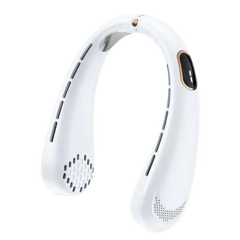 Hanging Neck Bladeless Fan 720° Multi Angle Adjustable Portable Usb Charging Fan Ice Ceramic Cooling Chip Mini Fan Peaceful Pleasures Health and Wellness White