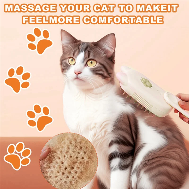 A36T-3-In-1 Multifunctional Pet Steam Brush Cat Steam Brush Suitable For All Pets Advanced Atomization Technology Peaceful Pleasures Health and Wellness