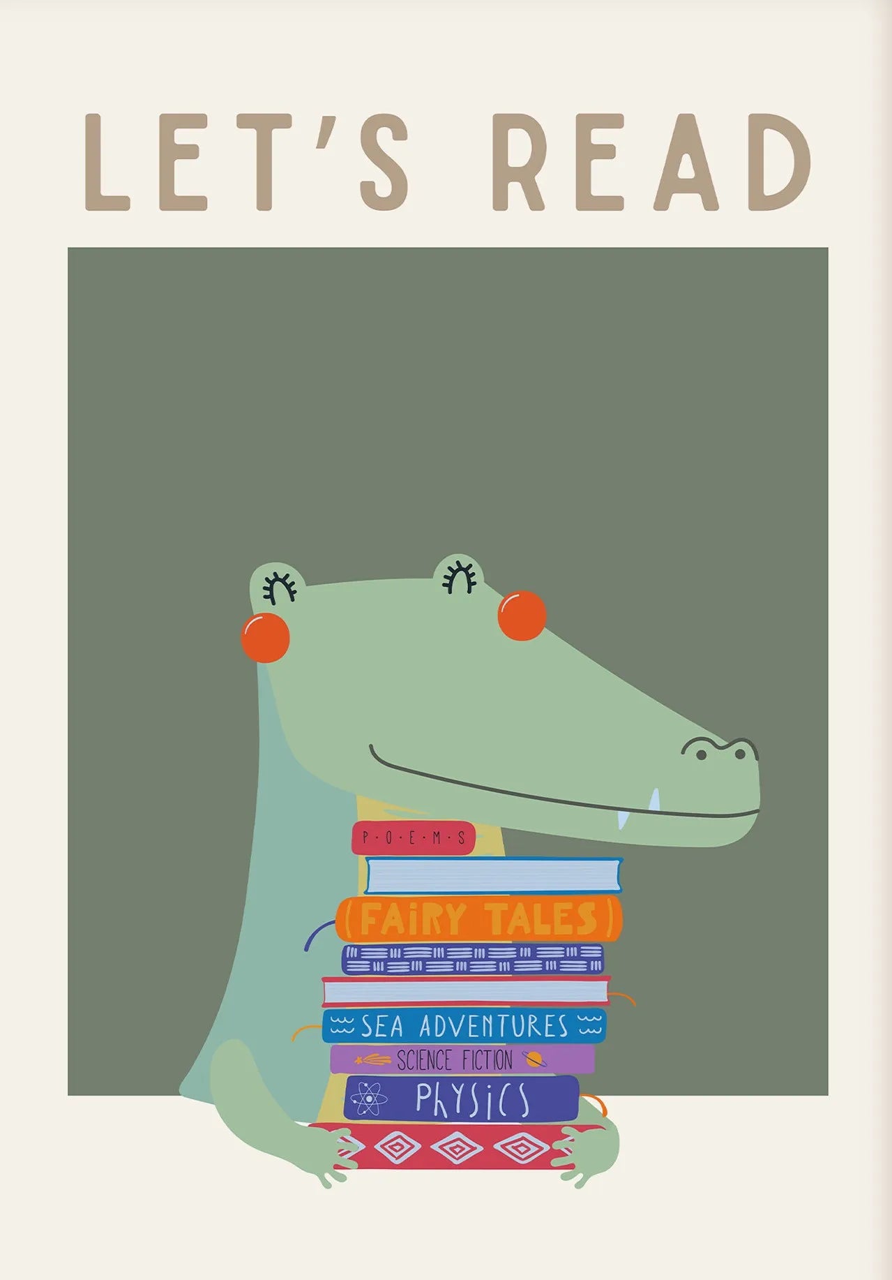Kids Colorful Reading Canvas Wall Art | Unframed Children's Poster