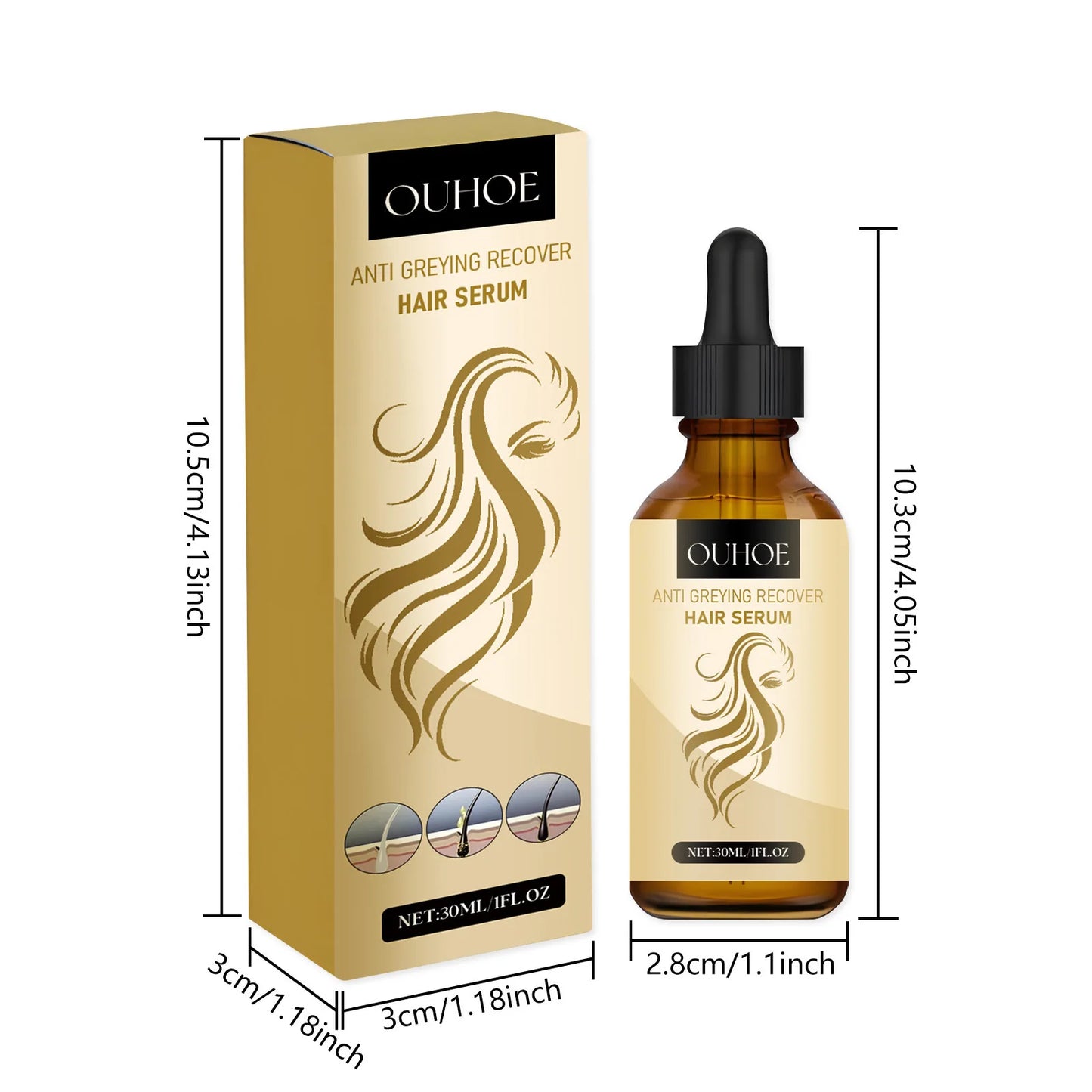 Darkening Hair Oil – Natural Grey & White Hair Repair Essence