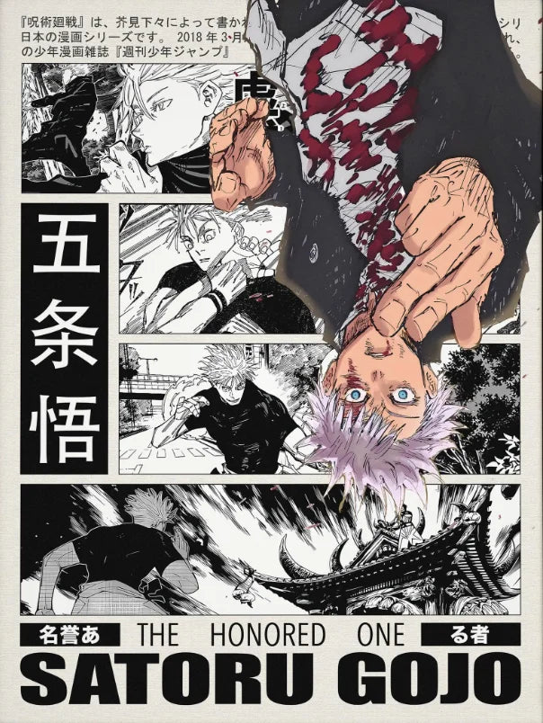 Jujutsu Kaisen Retro Canvas Poster, Japan Anime Figure Itadori Yuji Gojo Satoru Fushiguro Toji Wall Decor for Room Home & Gift Peaceful Pleasures Health and Wellness 2 40x60cm Unframed