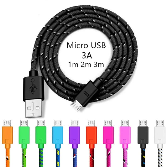 Micro USB Fast Charging Cable 1M/2M/3M | Nylon Braided V8 USB Charging Cable Peaceful Pleasures Health and Wellness