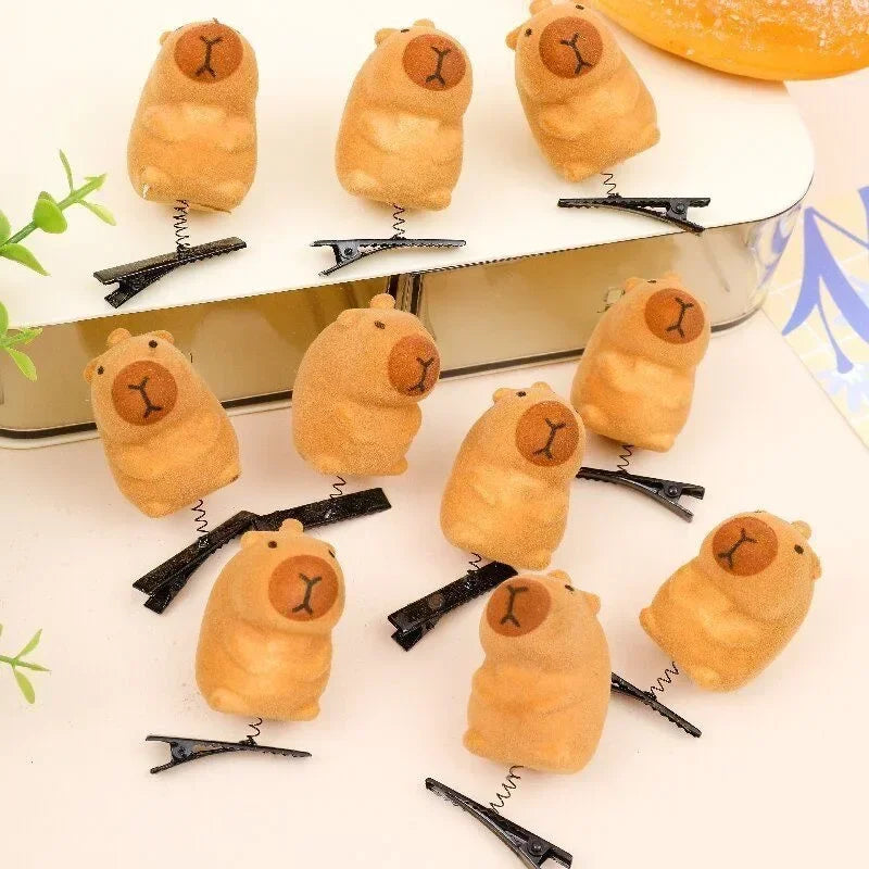 Kawaii 3D Capybara Bow Hair Clips – Duckbill Bangs Clips