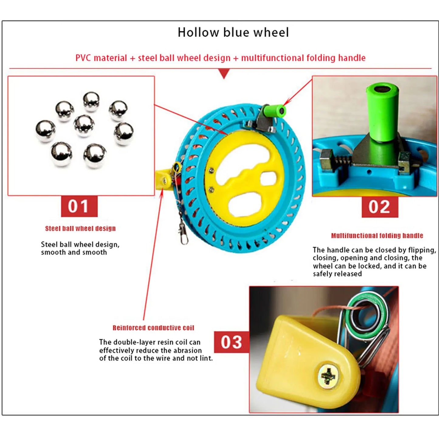 Grip Outdoor Kite String Reel Double Handle Wrapped Kite Wheel Smooth Rotation Ball Bearing Tool Peaceful Pleasures Health and Wellness