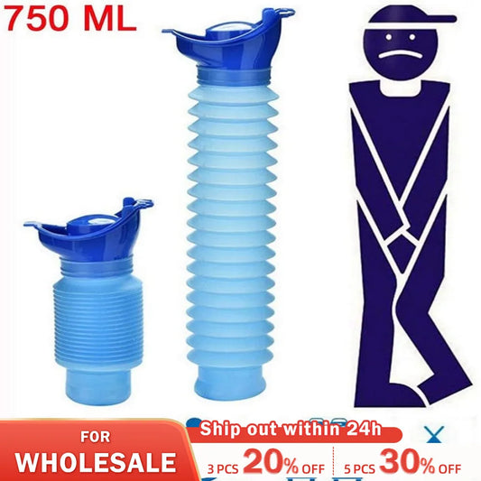 1set Urinal Car Urinal Bucket Outdoor Standing Urine Emergency Travel Portable Reusable Shrinkable Camping Toilet Urine Leak Peaceful Pleasures Health and Wellness