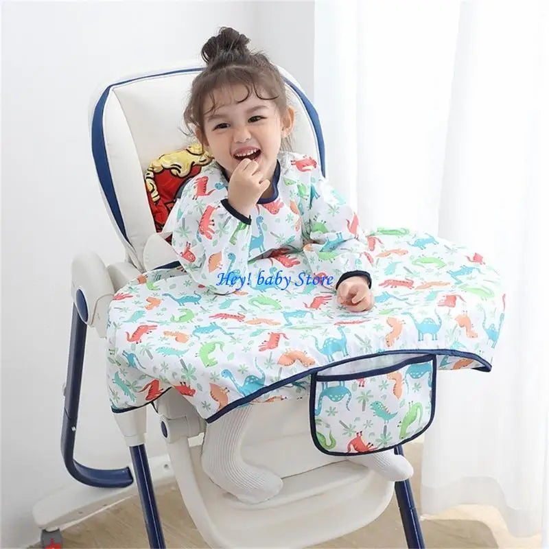 Waterproof Baby Feeding Bib with Sleeves & Table Cover | 6M–4Y