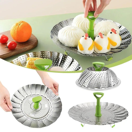 Stainless Steel Folding Steamer Basket Set – 9 & 11 Inch Steamer Basket Set Oasis Select