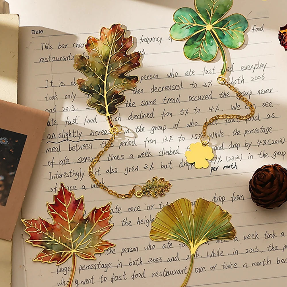 Leaf Bookmark Retro Exquisite High-end Feeling Ginkgo Metal Vein Book