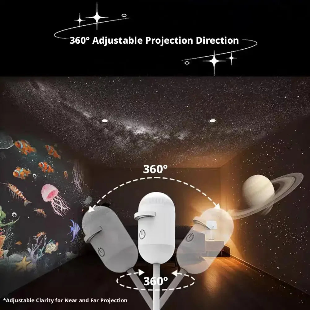 2-in-1 Galaxy Starry Sky Projector Portable 360° Rotate Mini LED Night Light Atmosphere Decor for Bedroom Home Party Peaceful Pleasures Health and Wellness