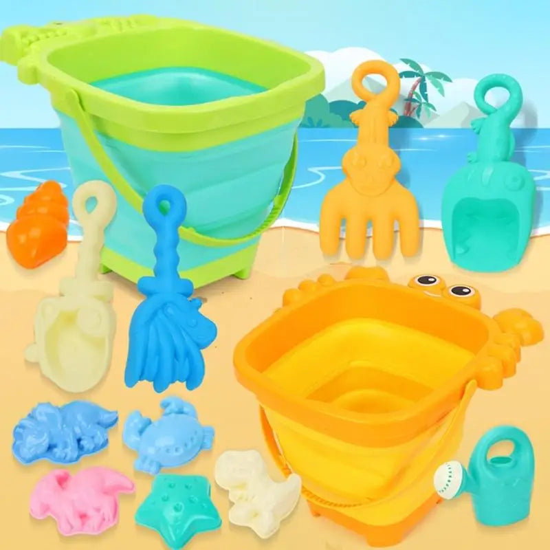 Kids Collapsible Sand Bucket Set with Shovel & Moulds