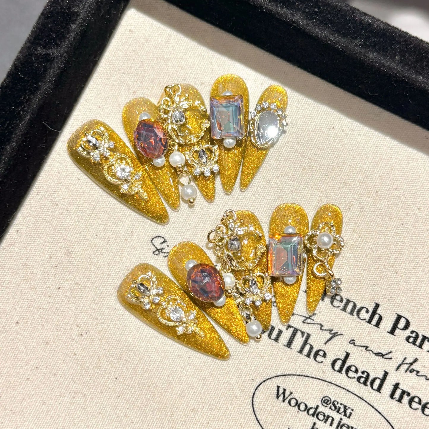 Handmade Press on Nails Shiny Pink Cat Eye Fake Nails for Women Girl Wearable Glitter Full Crystal Design False Nail Tips Peaceful Pleasures Health and Wellness M 2