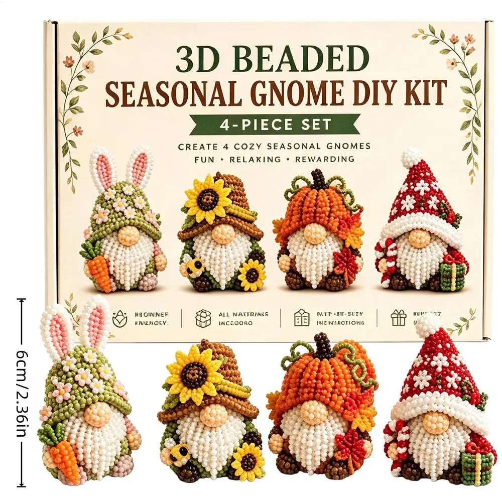 3D Gnome DIY Bead Craft Kit – Dwarf Desk Decor Beading Set