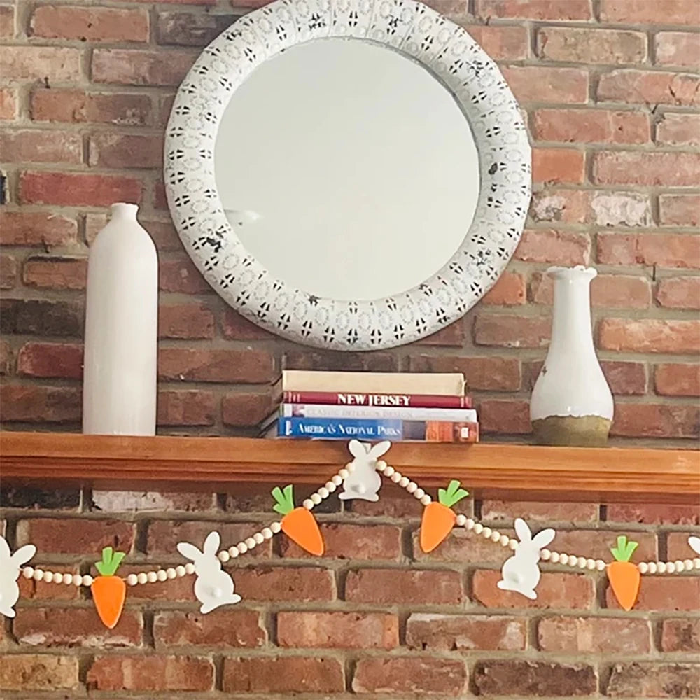 Easter Bunny Carrot Garland Banner | Farmhouse Wall Décor Easter Garland Banner Peaceful Pleasures Health and Wellness