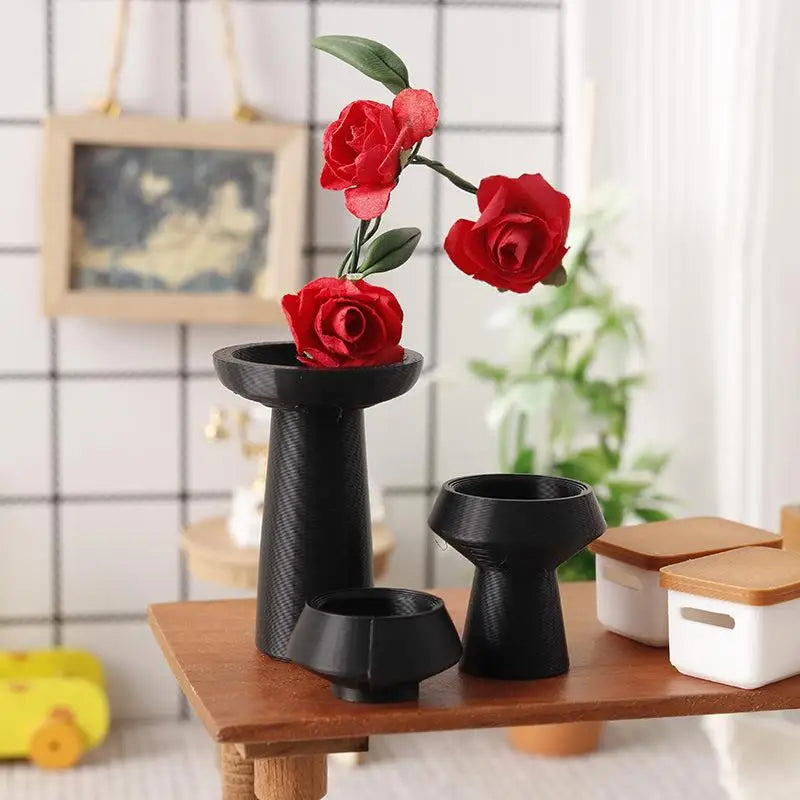 3-Piece Dollhouse Miniature Flower Pot & Vase Set | DIY Decor